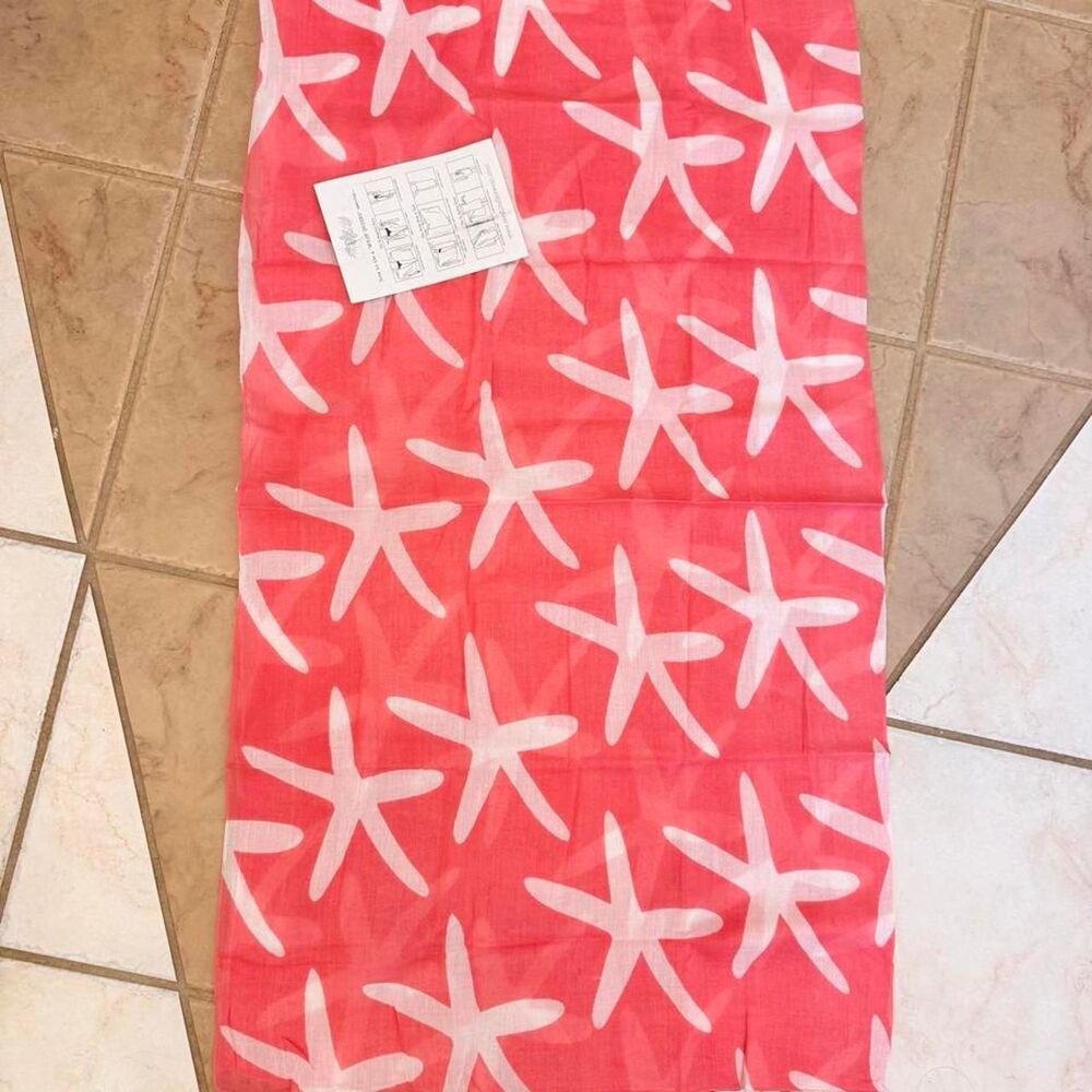 NWT West Indies pink sarong with white starfish print